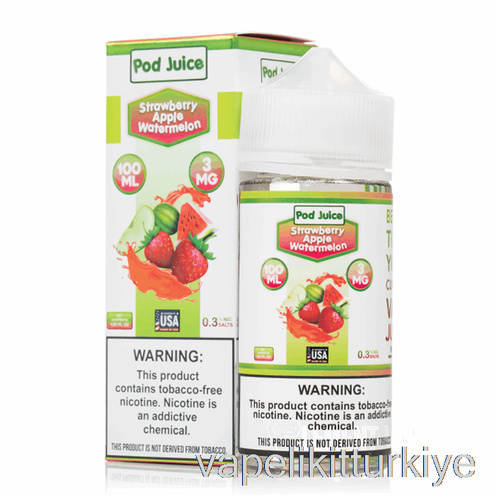 Vape Pen Vape Mate çilek Elma Karpuz - Bakla Suyu - 100ml 0mg